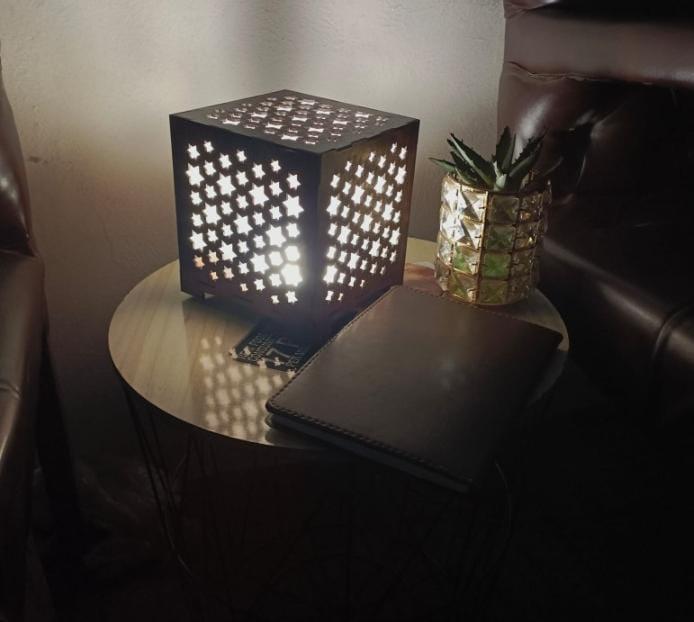 Star Design Laser Cut Wooden Table Lamp