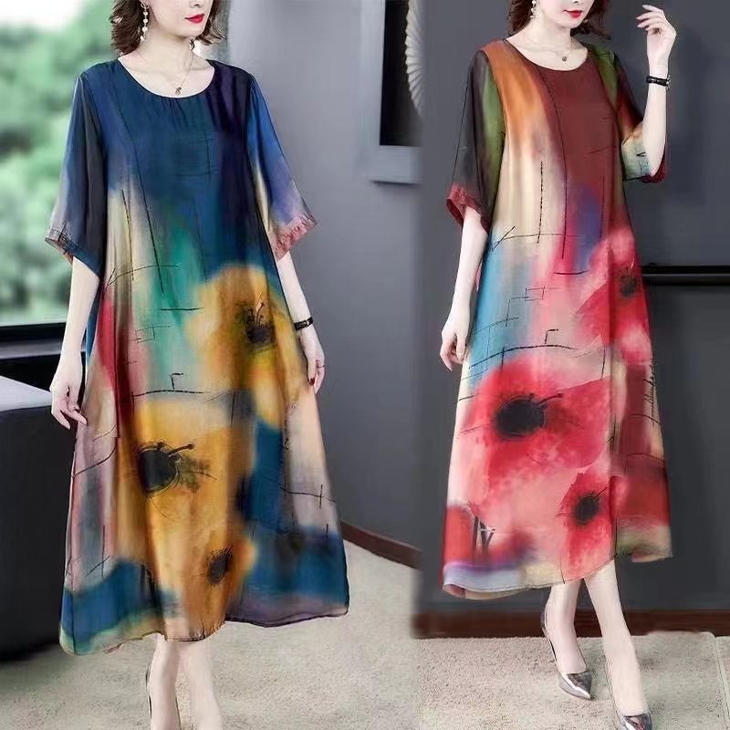 Mother Dress Dress Summer Women's Artistic Printing