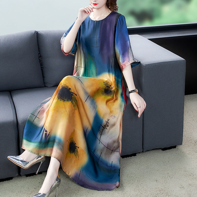 Mother Dress Dress Summer Women's Artistic Printing