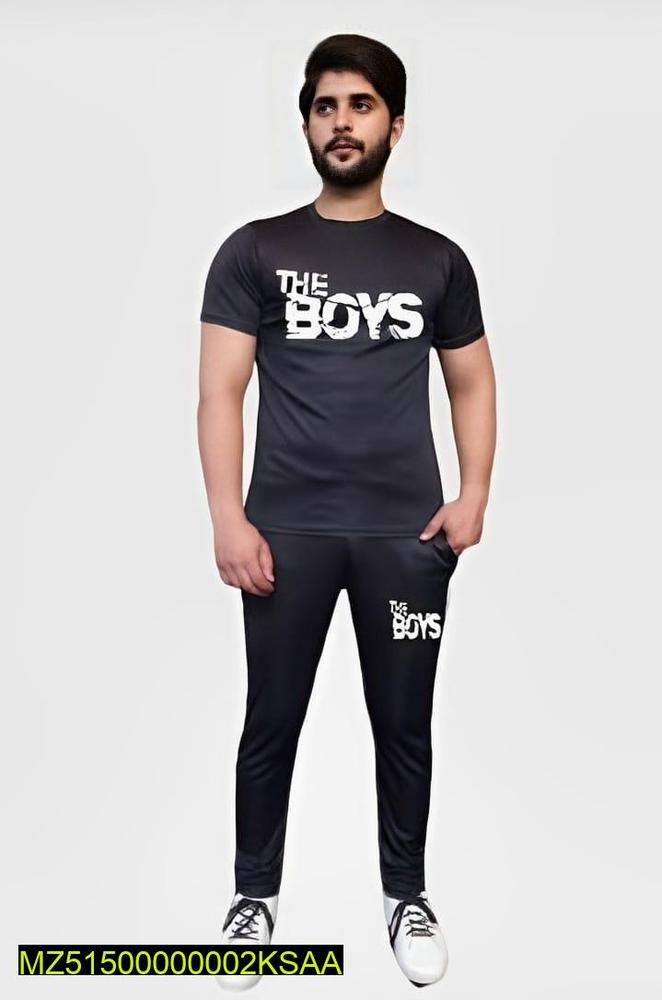 : 2 Pcs Men's Micro Printed Track Suit