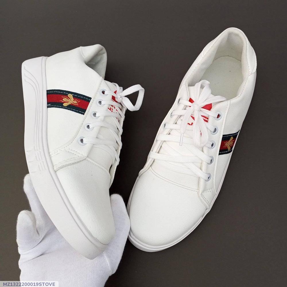 : Men's Rexine Fancy Sneakers (GU-White)